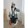 Abrigo-suéter de bloques de color estilo coreano, cárdigan de punto para mujer, nuevo diseño casual de otoño 2026, top de alta gama a la moda