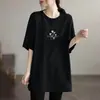 Camiseta de Manga Corta Holgada Talla Grande para Mujer, Marca Nueva de Moda Verano 2026, Camiseta de Longitud Media que Cubre la Cadera