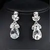 Collar de Aleación con Pedrería de Flor y Gota de Agua para Mujer, Cadena para Clavícula, Pendientes y Accesorios de Lujo Ligero Rosa de Nicho de Gama Alta