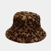 Chapéu de pescador de leopardo retrô europeu e americano feminino ins Internet popular outono e inverno ao ar livre quente engrossado pelúcia bacia chapéu na moda