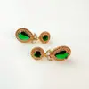 Brincos Longos Exagerados Brincos de Rubi Luxuosos Zircônia Esmeralda Vintage Joias Palacianas Medievais Brincos