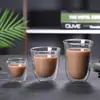 Venta al por mayor de fábrica Taza de vidrio de doble pared Taza de café de vidrio aislada Taza de leche de doble pared para el hogar Taza de agua transparente Taza de té