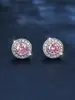 Brincos Pinduoduo Cross-Border Platina Pedra Branca Totalmente Cravejados Diamante Brilhante Redondo Embalagem Joias Versáteis High-End Estilo Francês