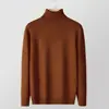 Suéter de Gola Alta para Homens, Novo Outono e Inverno Estilo Coreano Básico Slim Fit Malha Fashionável Cor Sólida Versátil Camisa Base Top