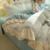 Juego de Ropa de Cama Estilo Princesa de Terciopelo de Leche Invierno Funda de Edredón de Felpa Doble Cara Sábana de Franela de Terciopelo de Coral Antiestático