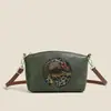 Bolsa Feminina Vintage com Padrão de Elefante Embossado e Textura de Couro Genuíno, Design de Nicho, Bolsa Clutch Versátil para Ombro/Transversal