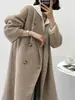 Abrigo de Lana Doble Faz Cosido a Mano 2026 Otoño e Invierno de Lana de Alpaca para Mujer, Chaqueta de Lana Sencilla y Elegante de Corte Ajustado
