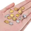 Colgante de Acero Inoxidable Chapado Eléctricamente en Oro de 18K Corazón Casa de Bolsillo Elemento Marino Material para Pulsera Collar Pendientes DIY