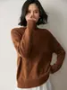 Suéter Base de Cachemira Tejido Grueso Holgado, Nuevo Estilo de Invierno para Mujer, Cuello Semi Alto, Punto de Siete Puntos, Soporta Venta al por Mayor