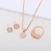 Aleación Transfronteriza Lujoso Accesible Diamante Geométrico Collar Anillo Pendientes Set de 3 Piezas Moderno Sencillo Versátil Set de Joyería