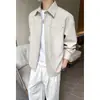 2026 Nueva Camisa de Manga Larga de Lino Plus Size para Primavera Otoño Hombres Casual Holgada Solapa Bolsillo Bordado Camisa Chaqueta