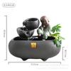 Fuente de cerámica creativa con circulación de agua, decoración de escritorio de oficina de la suerte, mesa de té, paisaje de agua, pequeña decoración de apertura
