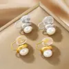 [Proteção Ambiental] Clipe de Orelha de Pérola de Água Doce em Formato de Sol Retrô Sem Furo Brincos de Disco Repelente de Mosquitos Indolor Luxo Leve Exquisito para Mulheres