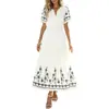 Vestido Corto de Manga Corta Floral Europeo y Bohemio para Mujer 2026 Verano Nuevo Escote en V Puro Deseo Falda Línea A para Mujer