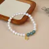 Pulsera de perlas naturales de temperamento de marea nacional pulsera de jade de agua azul personalidad de nicho joyería de alta gama de moda venta al por mayor