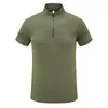 Camisa Polo Masculina de Verão com Meio Zíper, Esportiva de Secagem Rápida com Manga Curta, Roupa de Trabalho ao Ar Livre de Verão, Camiseta Fina de Alta Qualidade com Gola Alta