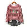 Probablemente solo voy a Amazon Wish estación europea sudadera casual y cómoda nueva a rayas para mujer