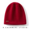 Gorro de Punto para Mujer Cachemira Pura Otoño e Invierno Color Sólido Cachemira Cálido Simple Moda Versátil Azul Marino Talla Única