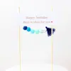Decoración de Pastel de Feliz Cumpleaños Tarjeta Bola de Pelo Pequeña Banner Enchufe para Hornear Fiesta de Cumpleaños Mesa de Postres Bandera para Decorar