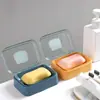 Caixa de sabonete fofa para casa com tampa, modelo novo, caixa de sabonete com drenagem, porta-sabonete, prateleira de armazenamento para banheiro, caixa de sabonete de plástico