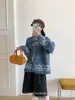 Cardigan de tricô jacquard estilo Fair Isle casual para mulheres, novo casaco suéter de outono e inverno com modelagem solta e gola de amarrar, macio e aconchegante
