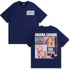 Camiseta Cover de Turnê de Álbum da Cantora Ariana Grande Moda Masculina e Feminina Estética Camiseta de Manga Curta Algodão Casual