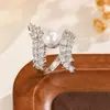 Anillo de Perla Fresca con Diamantes Completos Estilo Francés para Mujer, Personalizado con Incrustaciones de Circonia, Anillo Abierto Ajustable, Joyería Versátil