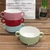 Atacado 280ml Cerâmica Binaural Redondo Tigela Doméstico Restaurante Cor Doce Pequena Tigela Sobremesa Bolo Pudim Tigela de Assar Louça