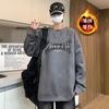 Estilo americano Retro Em Torno Do Pescoço Suor Dos Homens Primavera E Outono Nova Marca De Moda Moda oversize Casual Solto Top De Manga Comprida