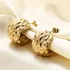 Pendientes Transfronterizos Europeos y Americanos, Estilo Nuevo Vintage, Acero Inoxidable, Forma de Diamante Hueco, 11 mm, Oro de 18 Quilates, Sencillos y Versátiles, Moda al por Mayor