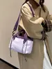 Bolsa de cordón de estilo moderno y relajado con bloques de color, bolso de hombro casual y minimalista de estilo coreano, bolso de mano chic para mujeres jóvenes, adecuado para ir al trabajo.
