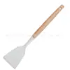Conjunto de Utensílios de Cozinha de Madeira com Cabo de Silicone para Cozinhar, Espátula de Silicone e Colher Antiaderentes para Cozinha Doméstica
