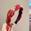 Diadema Roja para Mujer 2026 Nuevo Estilo Borde Ancho Corona Alta Antideslizante Diadema Accesorio para el Cabello Patrón a Cuadros