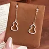 Nuevos Pendientes de Botón con Colgante de Calabaza Hueca Chapados en Oro de 18 Quilates con Diamantes Completos Estilo Chino de Alta Calidad para Mujer Moda Tendencia China Pendientes Versátiles