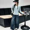 Conjunto de moletom de duas peças para meninas, outono, novo estilo 2026, moderno e casual, conjunto de duas peças exclusivo, estilo coreano para crianças mais velhas