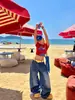 Jeans Scimitar Lavados con Lunares por Todas Partes de Diseño Retro Americano para Hombres y Mujeres, Pantalones Largos Anchos Sueltos Versátiles para Verano