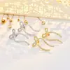 Nuevos Pendientes Populares de Gama Alta S925 Plata de Ley con Forma de Lazo con Microincrustación Completa de Diamante y Baño de Oro Real