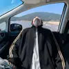 Sudadera Cardigan de Algodón Pesado con Tres Rayas para Hombre, Estilo Universitario Suelto Casual Chaqueta con Cuello Alto, Primavera y Otoño 2026