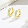Pendientes de Aro de Margarita con Estilo Fresco y de Moda, Pendientes de Esmalte Azul Claro, Diseño de Nicho con Exquisita Elegancia