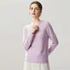 Outono e Inverno Nova Camisa Base de Malha de Caxemira Moda Macia Confortável Barra Rolada Pulôver Gola Redonda Amiga da Pele Manga Longa Feminina