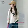 Camada Base YOJIA para Meninas Primavera Outono 2026 Nova Camiseta Estilosa Solta para Crianças Médias e Grandes Manga Longa Algodão Puro Roupa de Outono Infantil