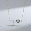 Cadena para clavícula con forma de corazón rayo sS925 de plata de ley, collar de moda coreana de estilo simple para regalar a la novia o a las amigas
