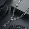 Colar Masculino Spliced Sol, Lua e Estrelas, Corrente para Clavícula com Design de Nicho Hip-Hop, Acessório Versátil da Moda Feminina para o Dia a Dia
