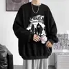 Moletom de Gola Redonda Primavera e Outono Masculino Estampado Ombro a Ombro Camisa Base Solta Tamanho Grande Jaqueta Tendência Manga Longa Jaqueta de Casal