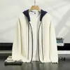 Suéter con Capucha de Cachemir con Puntada Yuanbao 26 para Hombre, Cárdigan Grueso con Cremallera, Sudadera con Capucha Deportiva Casual Color Block, Directo del Fabricante