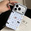 Funda de Teléfono Dulce a Cuadros de Mascota Linda de Dibujos Animados Adecuada para Iphone16/17Pro Película Dos en Uno Anticaídas Funda para Apple