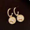 Brincos de Zircônia Redonda Estrela Agulha de Prata Europeus e Americanos Simples Luxo Leve Brincos de Alta Qualidade Personalidade Fashionável Brincos Exquisitos para Mulheres