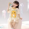 Pijama de Niña Estilo Verano Algodón Puro 2025 Nuevo Manga Corta Estilo Delgado Nezha Niñas Ropa de Casa para Niños Grandes Venta al por Mayor