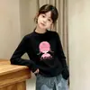 Camiseta térmica de manga larga cepillada de doble cara para niña, para Otoño/Invierno, cuello redondo, cálida, moderna