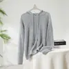 Suéter Puro de Cachemir para Mujer, Top de Punto con Capucha, Manga Larga, Sudadera de Punto Rejuvenecedora, Suéter con Capucha Versátil Casual, Estilo Coreano